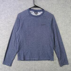 Patagonia Sweater Womens Extra Small Blue Organic Cotton Pullover Logo Crewneck